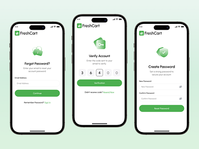 Modern Mobile App Authentication UI app design change password create account design forgot password log out mobile reset password signin signup ui uidesign ux verify your email website design