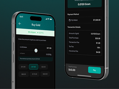 Gold Investment App animation mobile experience ui ux