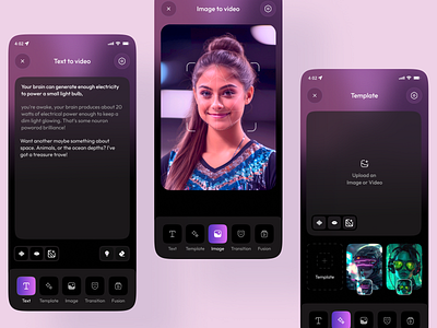 AI Video Generator App - UI Design ai agent ai camera ai powered app ai video generator ai video generator app edit video interface movies photo editor service user interface video creation software video editor video maker