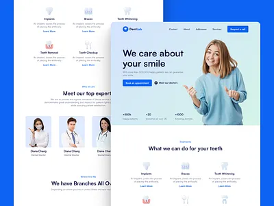 Dental Clinic Landing Page dent clinic dental dentist dentist website design doctor healthcare ladning landing landing page medical medical website medicine services tooth ui uidesign uidesigner uiux ux