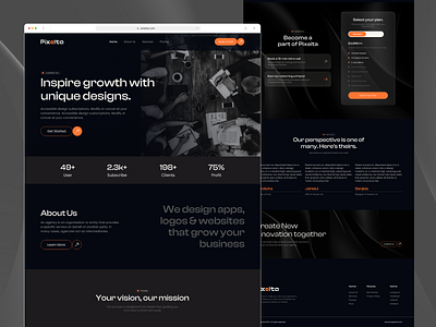 Modern Landing Page – Pixelta Design Studio 🔥 agency clean company criativeagency darkdesign design digitalagency landing landing pgae design minimal modernagency protfoilio uiuxdesign websitedesign