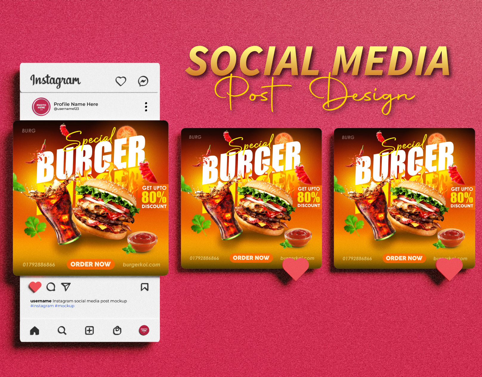 Social Media Post Design for Restaurant burger food food post graphic design post design restaurant social media social media design