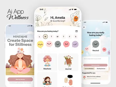 Ai wellness app design ai app ai app design ai health app ai meditation app ai wellness app animation app app design app designer app developer health app meditation app meditation app design mental health app mindfulness app ui design ux design