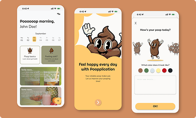 Poopplication - Poop tracker app app app concept design mobile app poop poop tracker ui