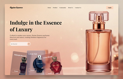 Elysian Essence - Perfume Brand Landing Page Concept branding colorful essence figma graphic design landing page logo mockup modern perfume scent ui web page