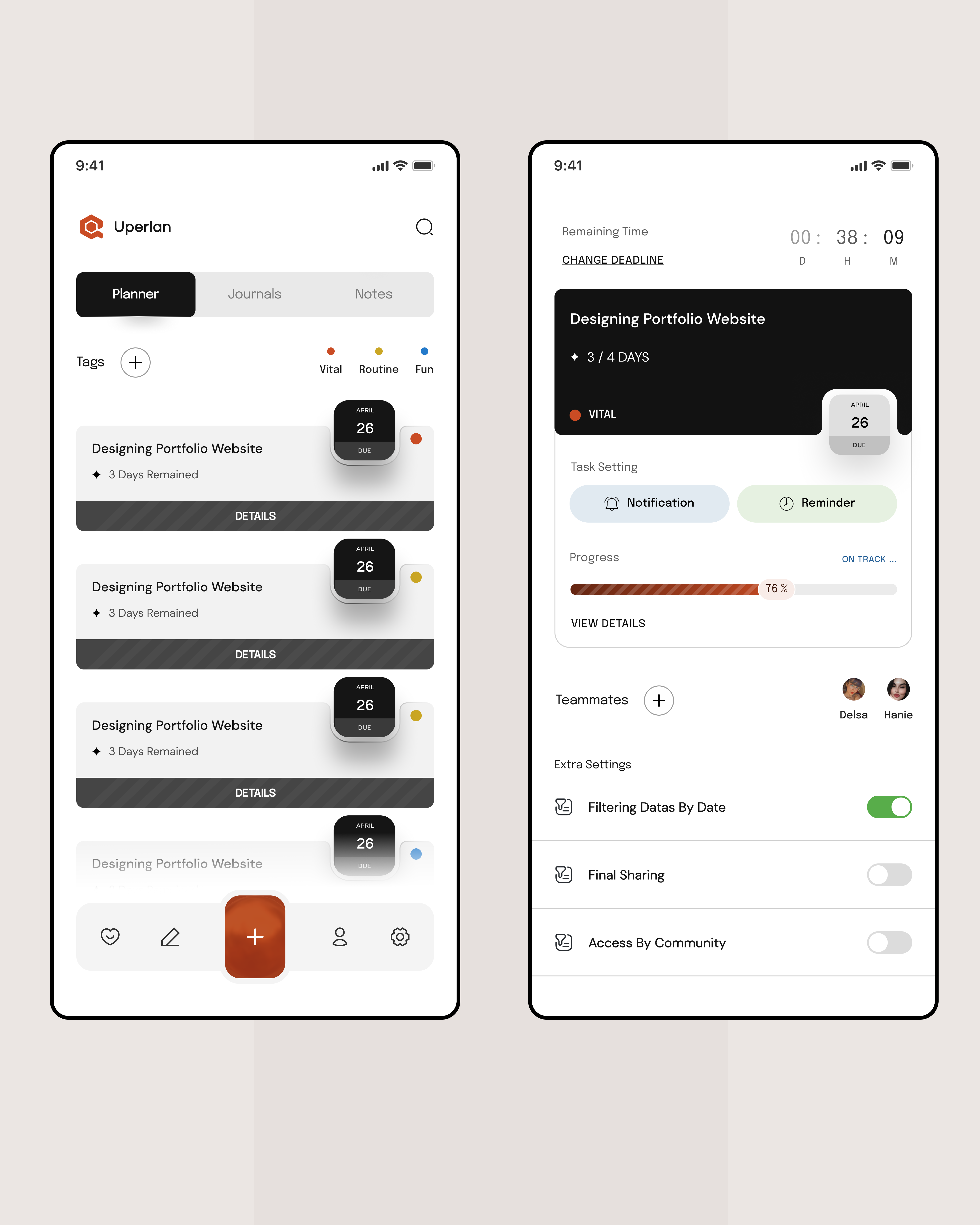 Planner & Project Management Mobile App UI Design 🔝 app appdesign application branding design figma mobile mobileapp mvp planner platform product productdesign pwa ui uidesign uiux ux uxdesign webdesign
