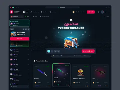 CSRUBY- Case Opening Platform ⚔️ battles case opening cases casino chat coin coinflip dark design game header modern roulette s trend ui uidesign uiux web website