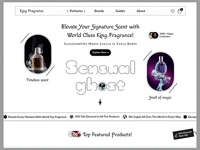 King Fragrance Landing Page hero banner design using figma! banner design figma fragnance landing page perfume ui