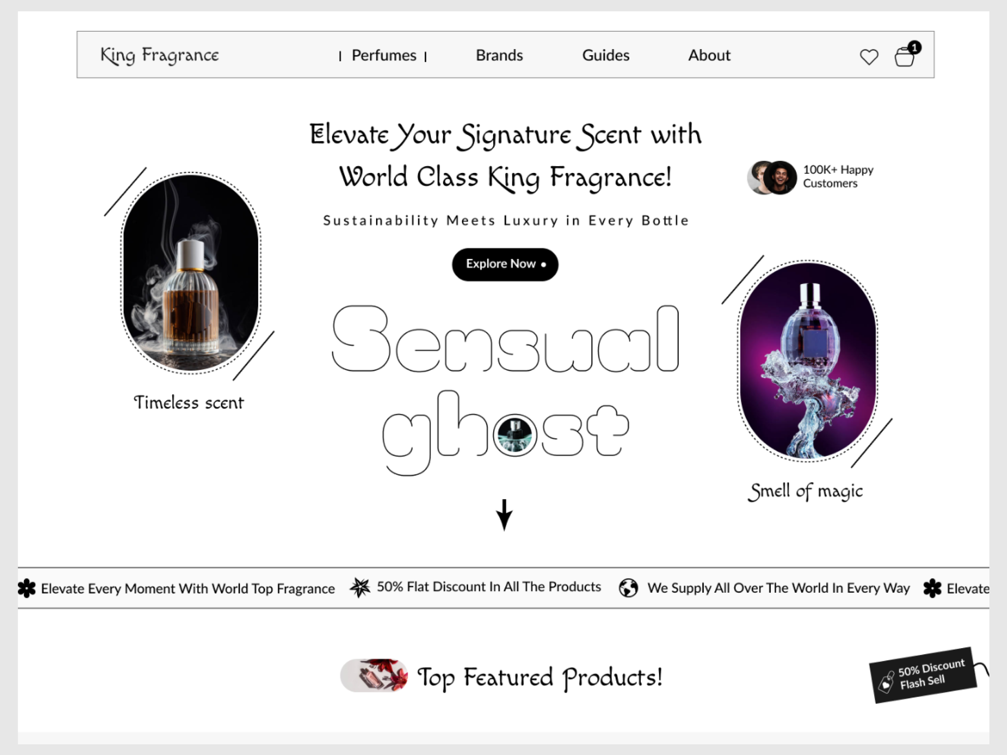 King Fragrance Landing Page hero banner design using figma! banner design branding design figma fragnance graphic design landing page logo perfume ui ui design uiux uiux design user experience user experience design user interface design ux website ui