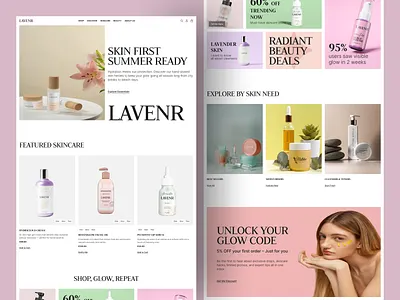 LAVENR - Elegant Skincare Landing Page UI/UX Design beauty products beauty products brands branding colorful design conversion friendly appoach ecommerce eye catchy design graphic design photography product photography products landing page self care skin care skin care brand skin care industry skincare skincare routine typography ui uxdesign