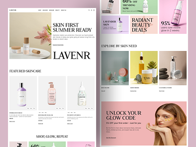 LAVENR - Elegant Skincare Landing Page UI/UX Design beauty products beauty products brands branding colorful design conversion friendly appoach ecommerce eye catchy design graphic design photography product photography products landing page self care skin care skin care brand skin care industry skincare skincare routine typography ui uxdesign