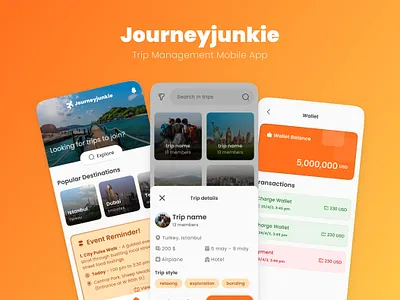 Trip Management Mobile App animation branding graphic design logo tourism trip ui ux vector