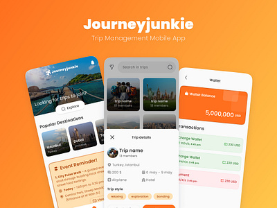 Trip Management Mobile App animation branding graphic design logo tourism trip ui ux vector