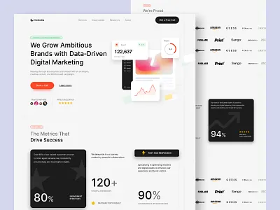 Data-Driven Digital Marketing Landing Page agency landing agency website brand growth clean ui conversion design creative design digital marketing dribbble shot landing page minimal design modern ui uiux ux design web design web landing