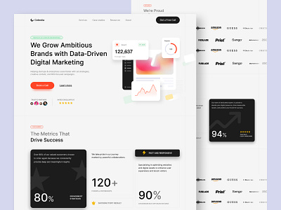 Data-Driven Digital Marketing Landing Page agency landing agency website brand growth clean ui conversion design creative design digital marketing dribbble shot landing page minimal design modern ui uiux ux design web design web landing