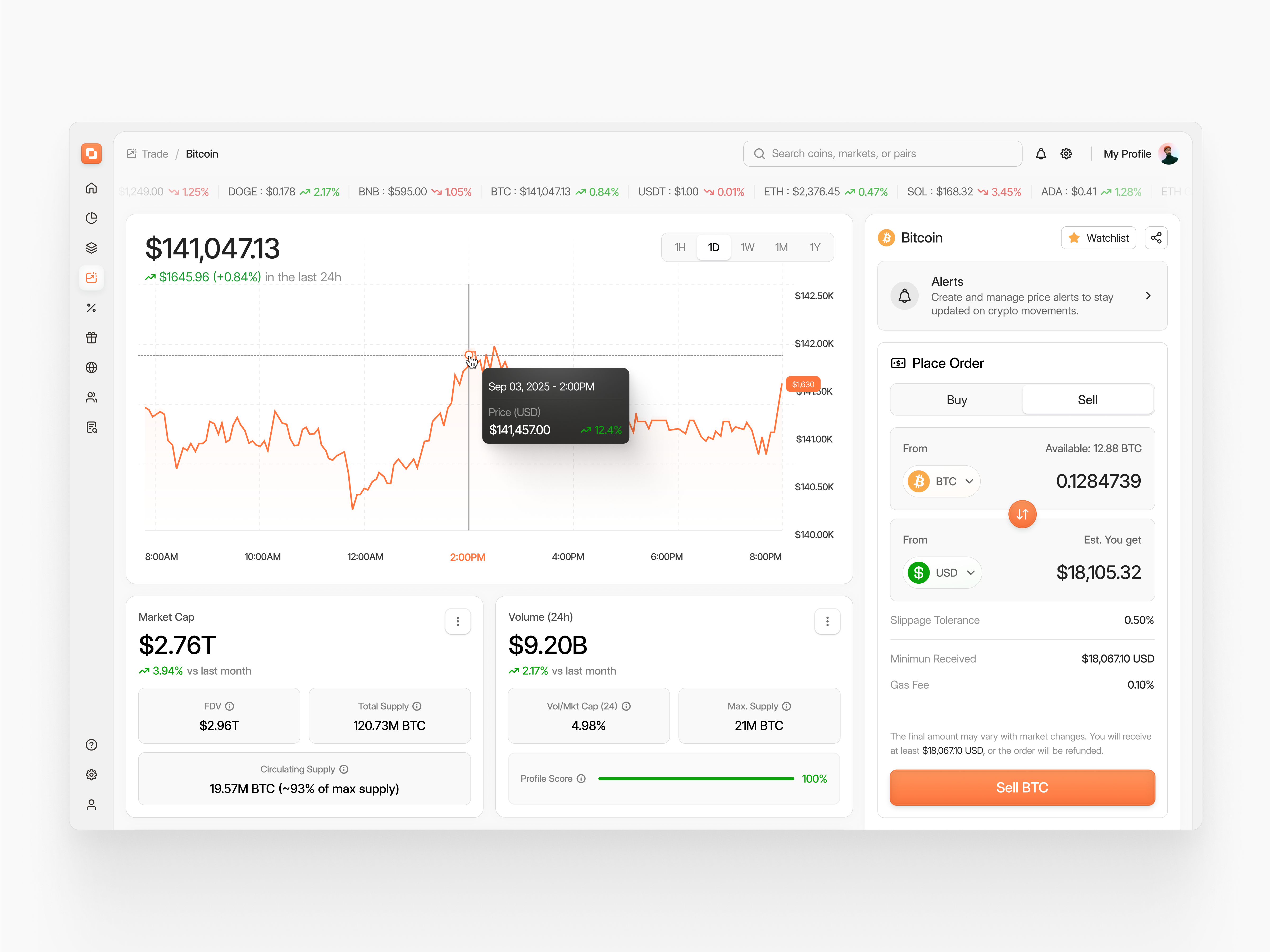 Crypto Dashboard SaaS - Trading Page banking banking dashboard bitcoin crypto crypto dashboard crypto wallet cryptocurrency dahsboard app dashboard dashboard ui finance financial fintech investment product design saas trade trading ui web design