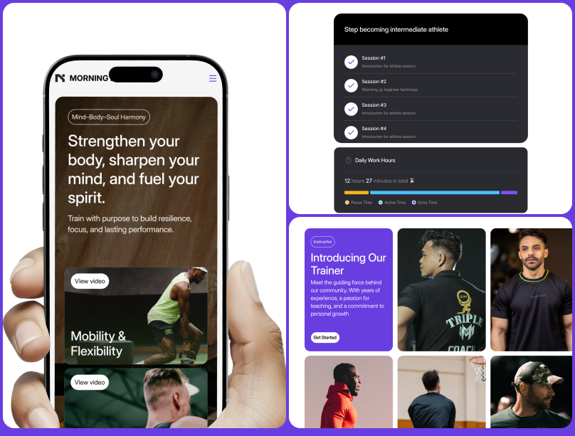 Morning Athlete - Mobile Responsive athlete design fitness graphic design gym learn logo member mobile morning responsive subscription training ui