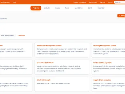 Redmine Orange Theme UI UX design figma project management ui user experience ux wireframe