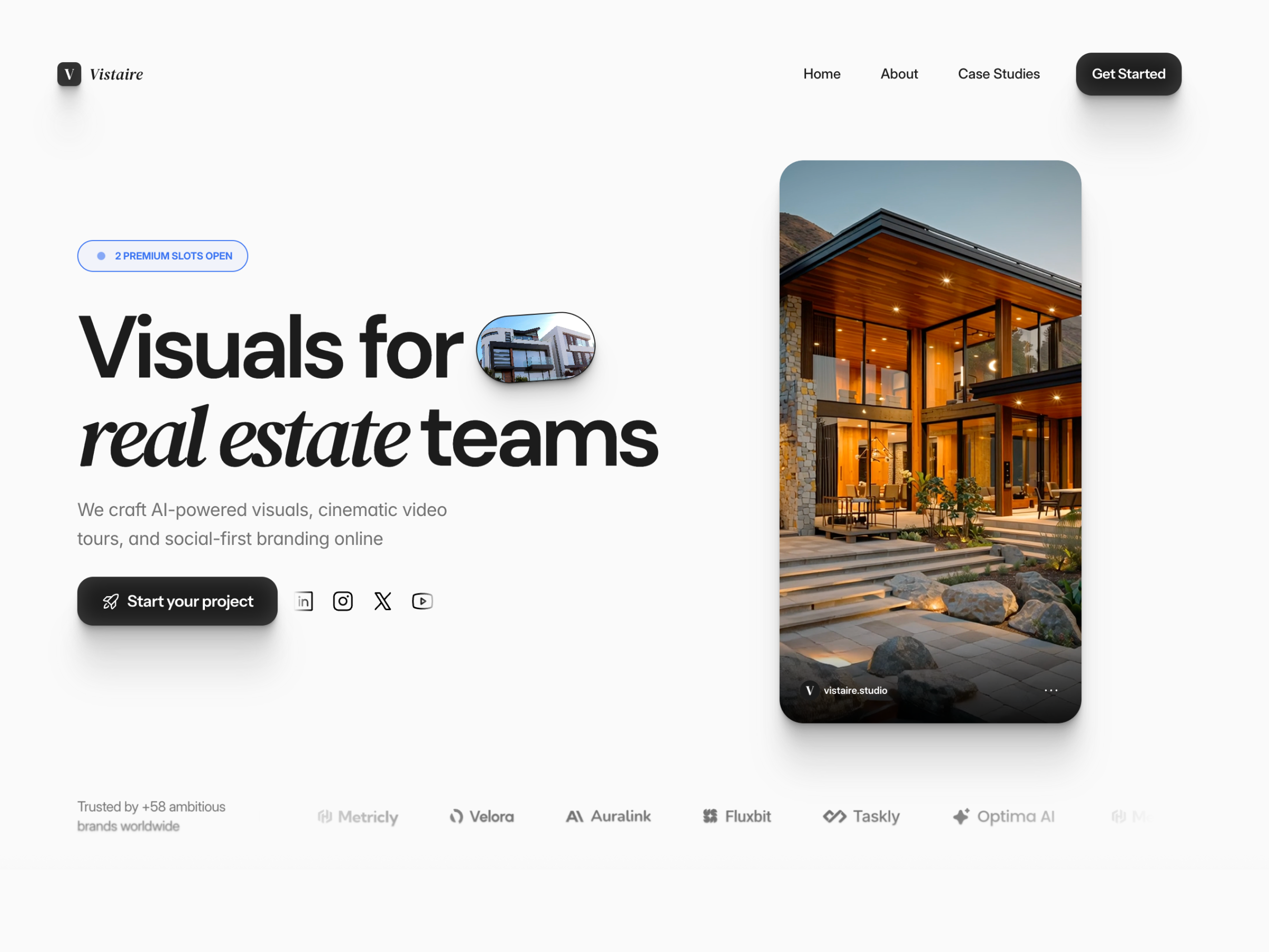 Real Estate Branding & Visuals Website – Luna UI Studio ai design ai video branding figma framer hero hero design landing page marketing design real estate real estate agency real estate design ui ui design ux design visuals real estate web design