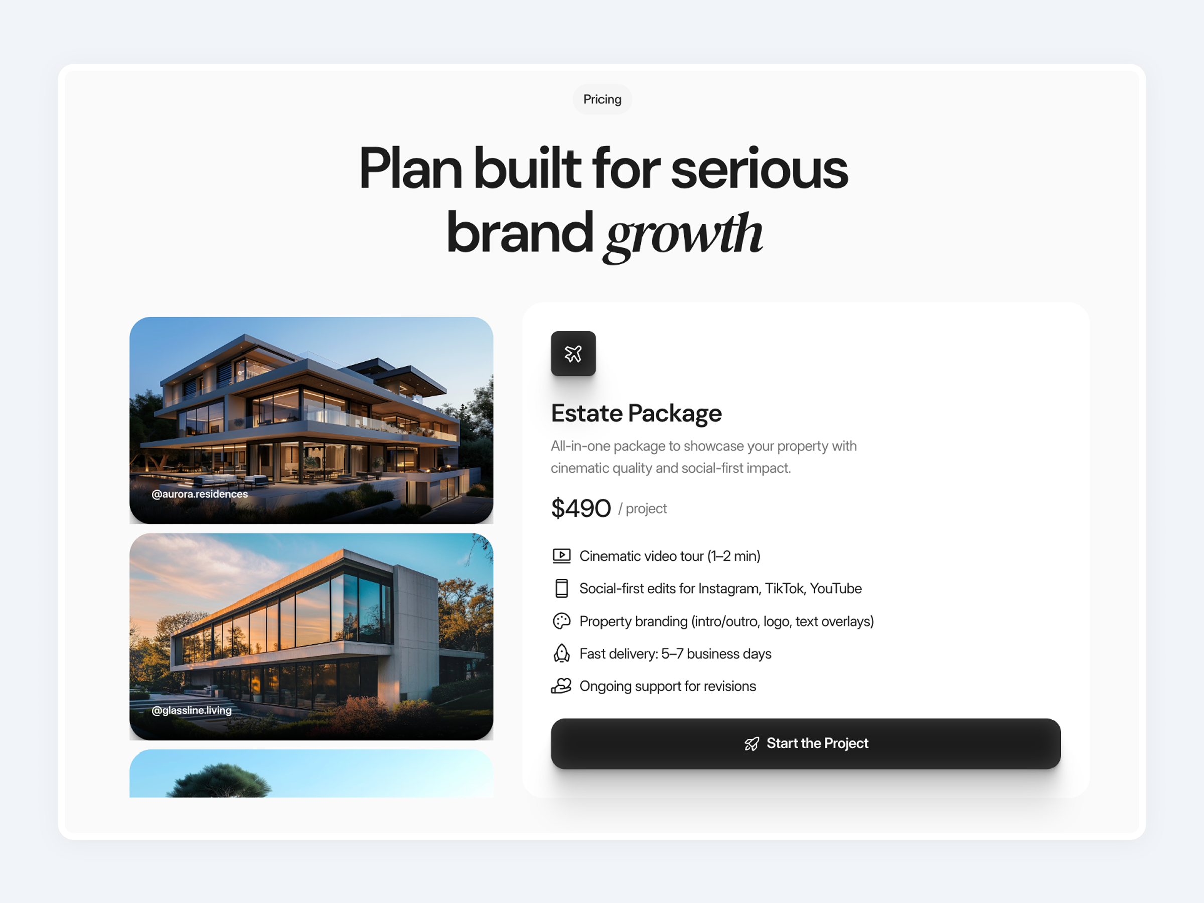 Real Estate Marketing Package – Premium Website Design ai design ai video design studio figma framer template landing page marketing design pricing pricing card real estate agency real estate design real estate pricing real estate sell ui design ux design web design website