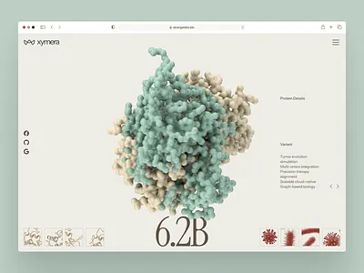 xymera: AI Oncology & Therapeutics Website - Hero Pattern 3d protein structure ai drug discovery biotech interface biotech landing page biotech web design biotech website biotechnology clean computational biology drug discovery green life science website minimal modern molecular biology oncology pathology precision medicine rna diagnostics therapeutic website