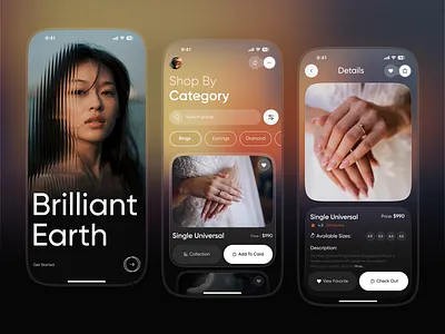 Jewelry Shopping Mobile App app creative mobile design design e commerce fashion fashion app ios jewelry jewelry app jewelry shopping app jewelry store app design luxury app design minimal ui design mobile app online shopping online store shop shopping mobile apps store ui design for accessories