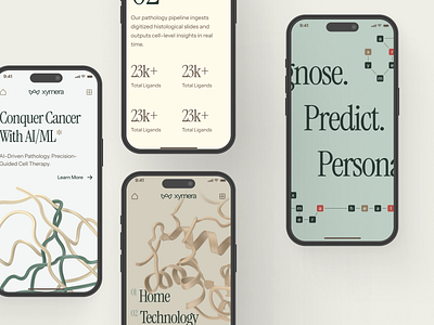 xymera: AI Oncology & Cancer Diagnostics Mobile UIUX 3d protein structure ai drug discovery biotech interface biotech landing page biotech ui biotech website biotechnology breast cancer ui cancer website clean computational biology drug discovery green minimal molecular biology oncology pathology precision medicine rna diagnostics therapeutic website