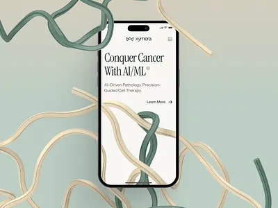 xymera: AI Oncology & Drug Discovery | Protein String Mobile UI 3d protein structure ai drug discovery biotech landing page biotech mobile ui biotech ui biotech web design biotech website biotechnology clean computational biology drug discovery green minimal modern molecular biology oncology pathology precision medicine rna diagnostics therapeutic website