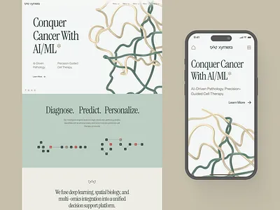 xymera: AI Oncology & Drug Discovery Landing Page UIUX 3d protein structure ai drug discovery biotech landing page biotech ui biotech web design biotech website biotechnology clean computational biology drug discovery website green minimal modern molecular biology oncology pathology precision medicine precision medicine website rna diagnostics therapeutic website