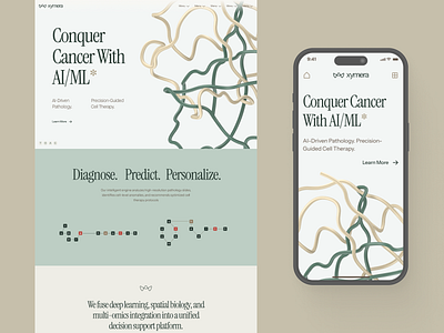 xymera: AI Oncology & Drug Discovery Landing Page UIUX 3d protein structure ai drug discovery biotech landing page biotech ui biotech web design biotech website biotechnology clean computational biology drug discovery website green minimal modern molecular biology oncology pathology precision medicine precision medicine website rna diagnostics therapeutic website