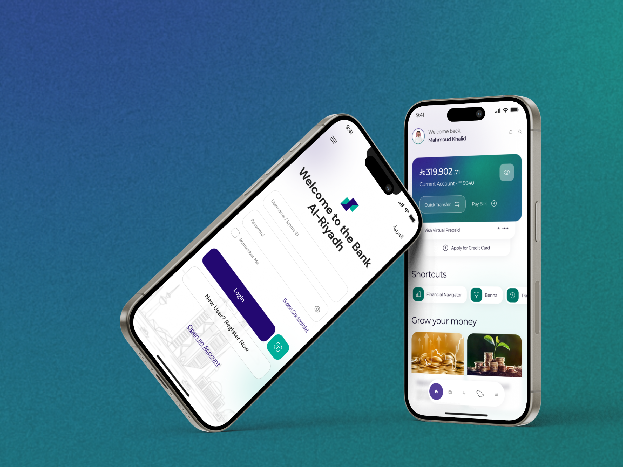 Riyad Bank Mobile App Redesign 2025 bank app design bank app ui bank dashboard branding dashboard ui digital banking digital card gcc ksa mobile banking mobile ux mockup money transfer rebranding saudi arabia transaction ui design