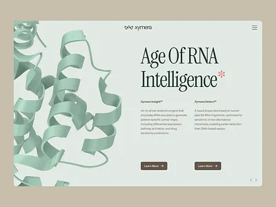 xymera | AI Oncology & Drug Discovery Landing Page UIUX 3d protein structure ai drug discovery biotech landing page biotech ui biotech web design biotech website biotechnology clean computational biology drug discovery green minimal modern molecular biology oncology pathology precision medicine precision medicine website rna diagnostics therapeutic website