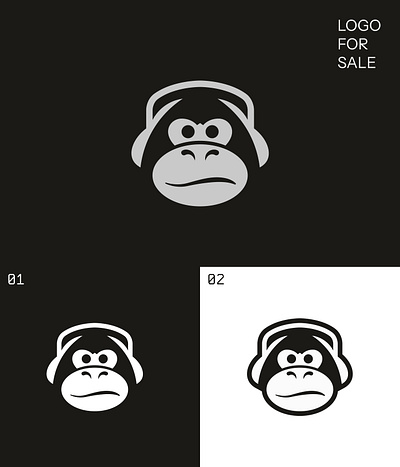 Gorilla Logo for Sale | Monkey Headphones Logo Mascot Branding branding dj fashion gorilla logo graphic design headphones hip hop logo logo design mascot media monkey music nightclub podcasts sound streaming urban