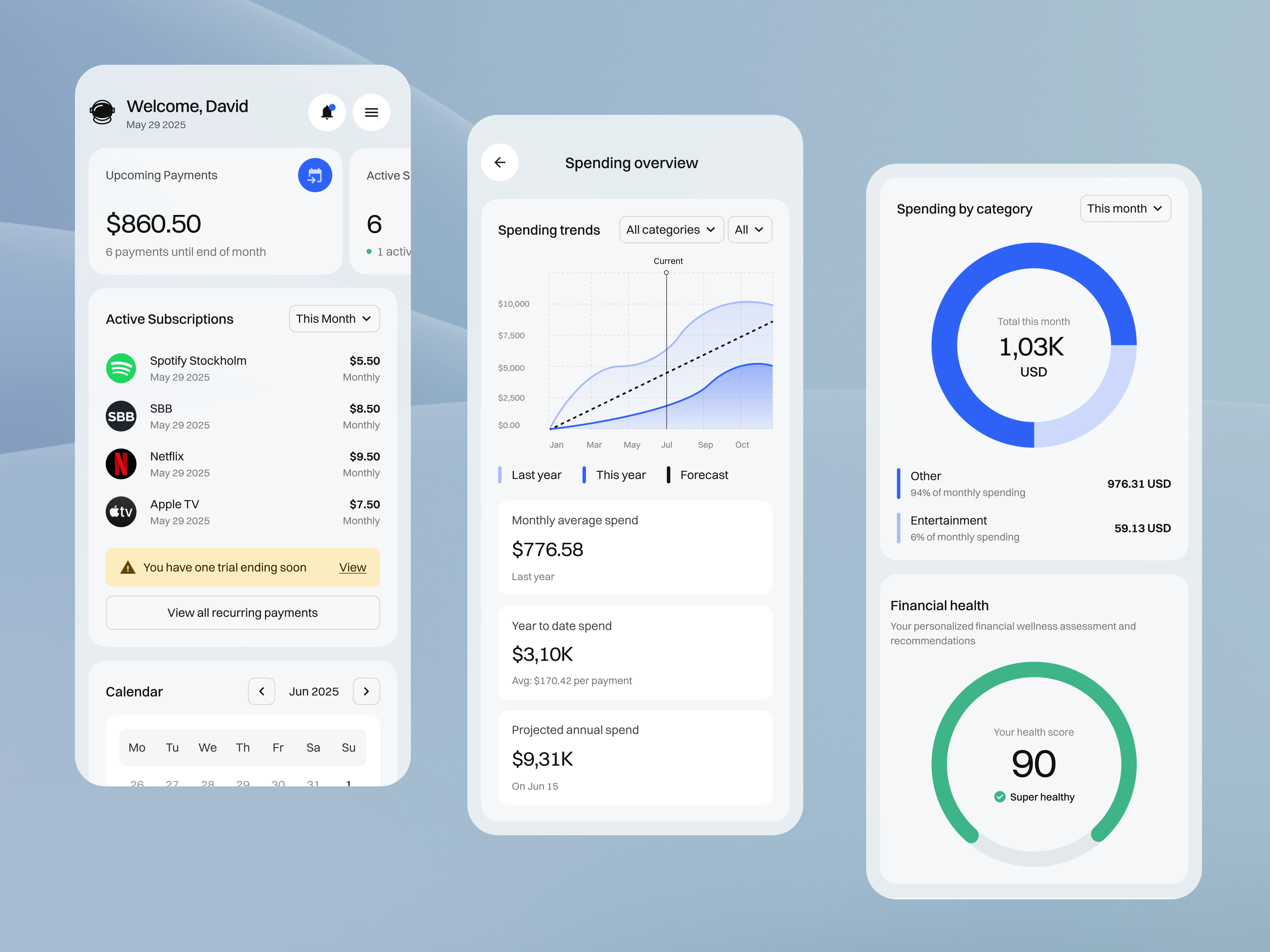 Fintech Mobile Webb App app design blue chart dashboard data visualization finance financial app fintecth graph mobile app mobile ui responsive spending transactions ui
