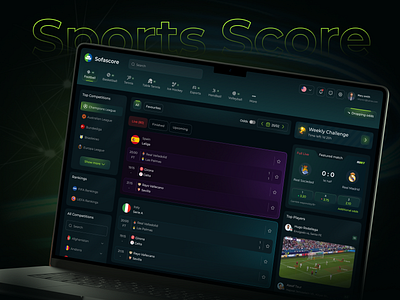 Sports Live Scores Dashboard design design football football league footballer game goal live app live football live score live score dashboard player sports ui ux web app web design