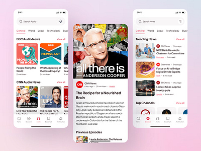 News App - Discover app design clean design minimal design mobile news news app news app ui news feed news site