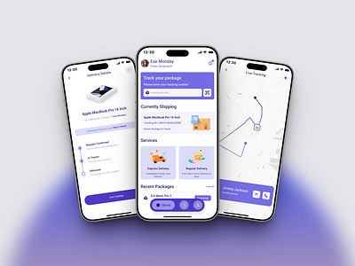 Parcel Delivery & Tracking App UI delivery app delivery app ui delivery mobile app live tracking mobile app parcel ui ui design ux