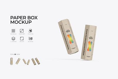 Paper Box Packaging Mockup for Branding branding design graphic design illustration mockup template packaging mockup paper box psd mockup realistic mockup