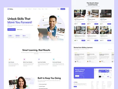 Online Course Landing Page branding clean design edtech elearning element figma flat herosection homepage image landingpage minimal onlinecourse productdesign saas ui ux webdesign website