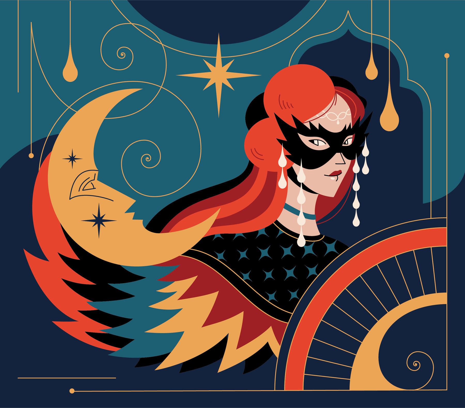 Masquerade flat graphic design illustration masquerade
