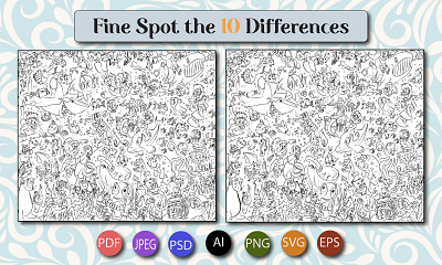 spot the difference and hidden object activity book black and white coloring page hidden object illustration kdp line art spot the difference