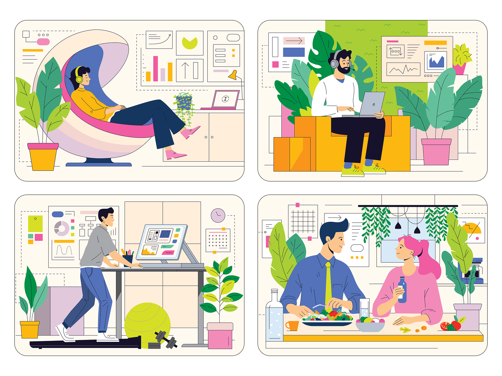 The Modern Office flat illustration modern office people