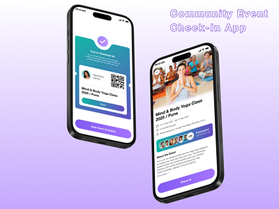 Community Event Check-In App check in app community app event app interaction design minimal design mobile app modern design product design ui design ux design workshop app yoga app