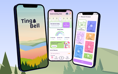 TingBell ( custom alarm clock app) design flat illustration illustration art ui vector