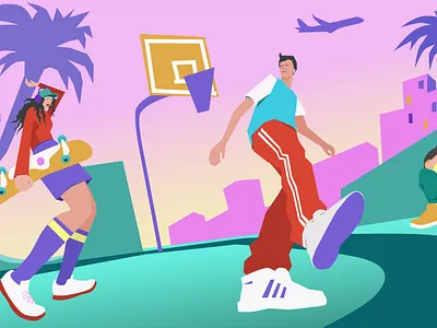 Art for a window display concept for a youth store graphic design illustration vector