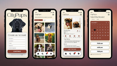 CityPups: Pet Adoption App adoption app app branding design dog app logo pet adoption pet app ui ux