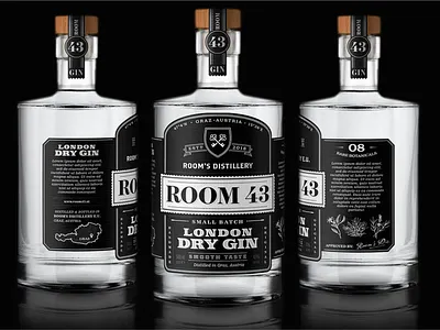 Gin label design black botanicals branding design gin illustration label logo packaging premium