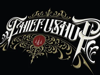 Chief Ushup artwork available barbershoplogo branding calligraphy commission design graphic design handdrawn handlettering handtype lettering logo logodesign logotype merchandise tshirtdesign typography victoriandesign victorianstyle