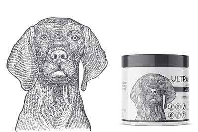 Dog illustration for label supplement design design dog handdrawn illustration label packaging supplements