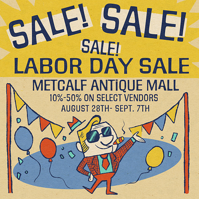 Labor Day Sale Promo 1 branding cartoon designer digital art graphic design illustrator mid century